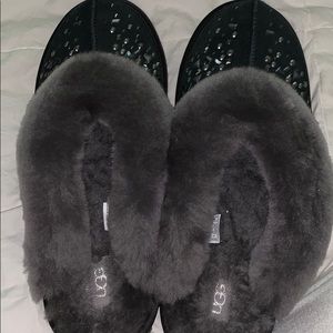 Ugg slippers black gray and silver
